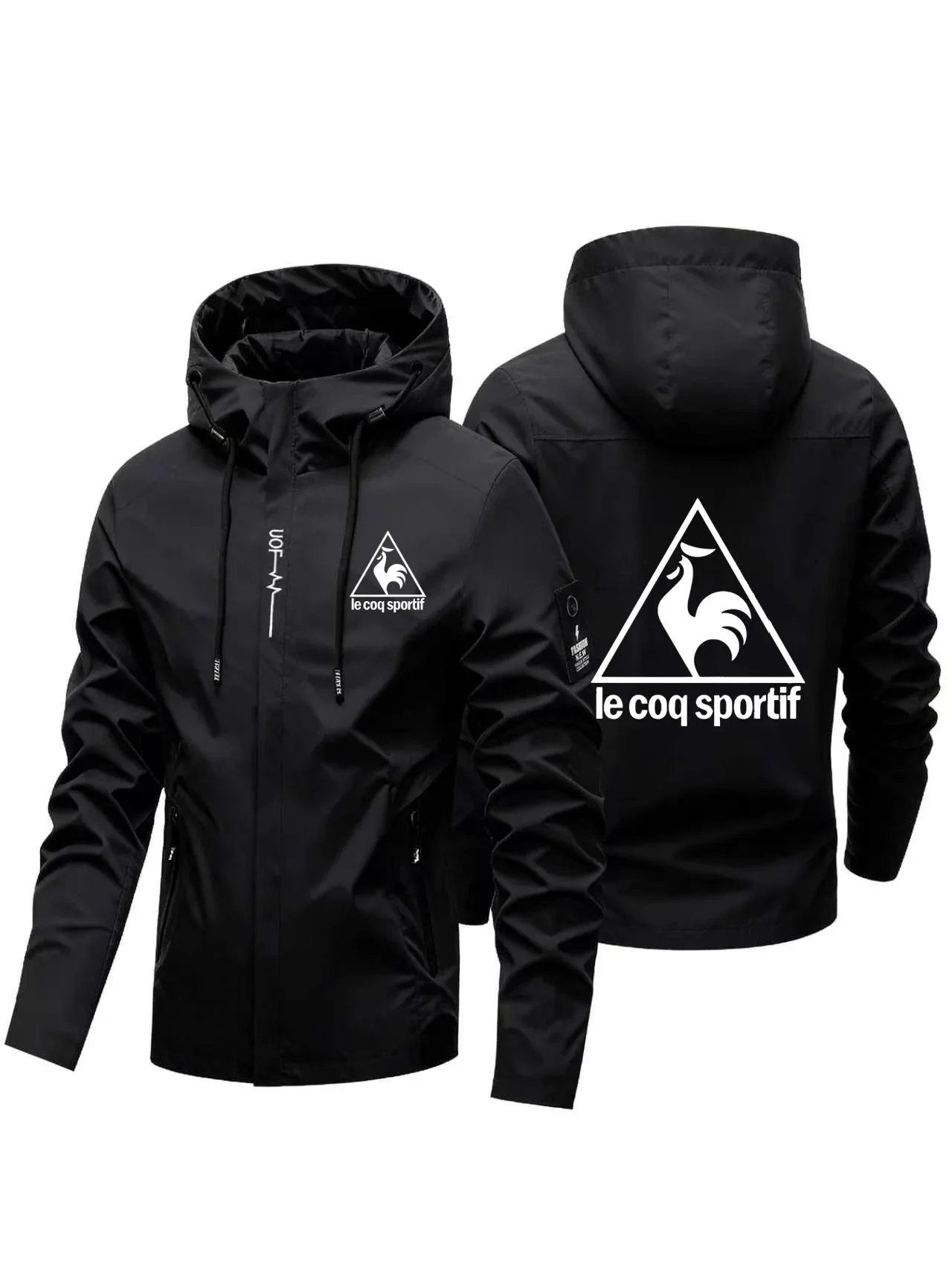 2026 New Rooster Print Men's Hooded Windproof Jacket, Waterproof Leisure Outdoor Sports Coat for Daily Street Wear