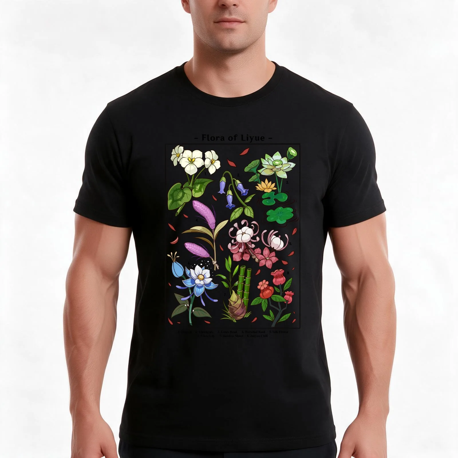 Flora of Liyue T-Shirt, Novelty Saying Tshirt, Soft Cotton Crew Neck Everyday Top
