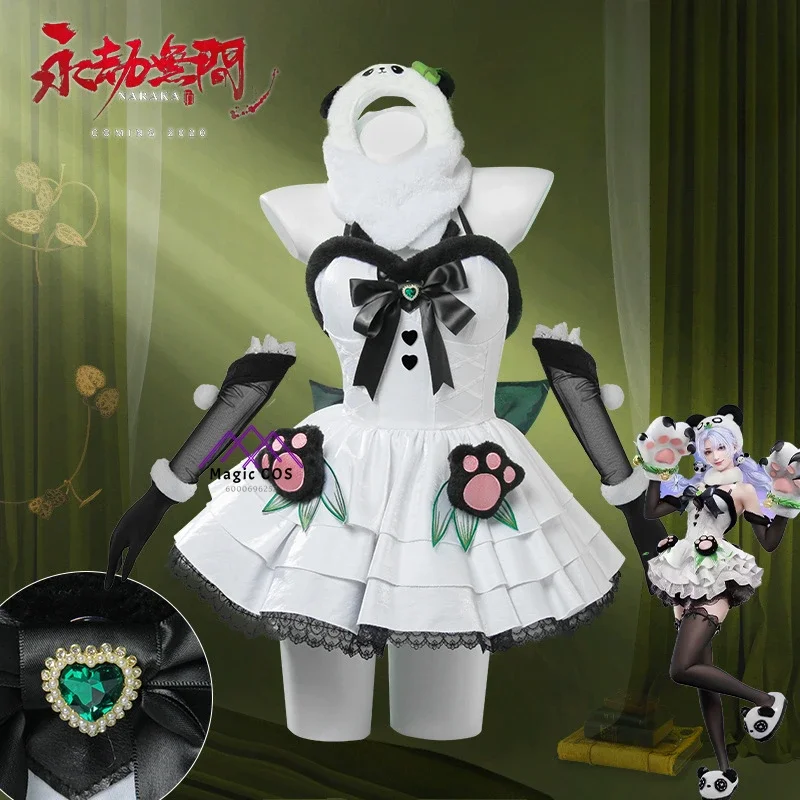 Naraka: Bladepoint Game Cosplay Feria Shen Panda Costume Play Anime Guardian Bamboo Cute Uniform Headdress Set Outfit Comic Con