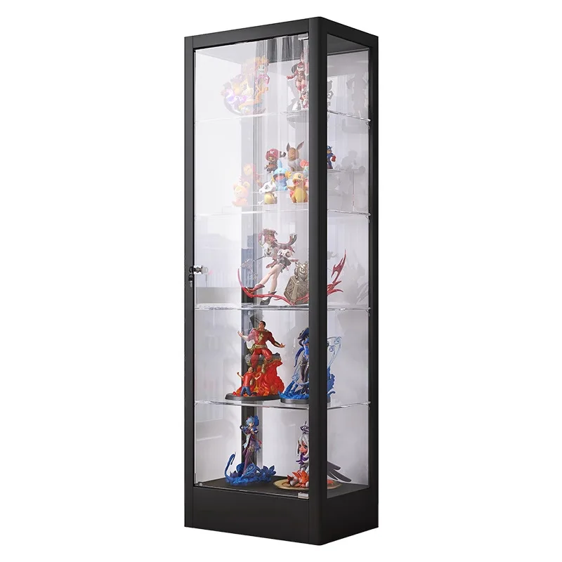Tempered glass cabinet with lamp Household dust storage shelf display cabinet
