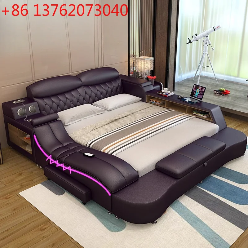 

Luxury Massager Double Bed Headboard Frame Queen King Size Twin Double Bed Twin Modern Letto Matrimoniale Furniture For Bedroom