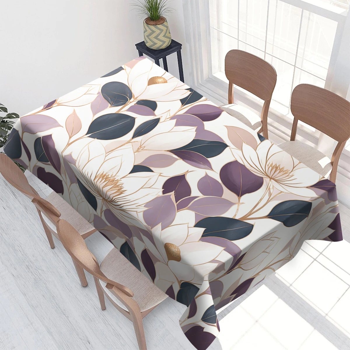 Vintage Floral Pattern Polyester Tablecloth - Decorative Dining Table Cover, Elegant Household Table Decoration for Daily Use