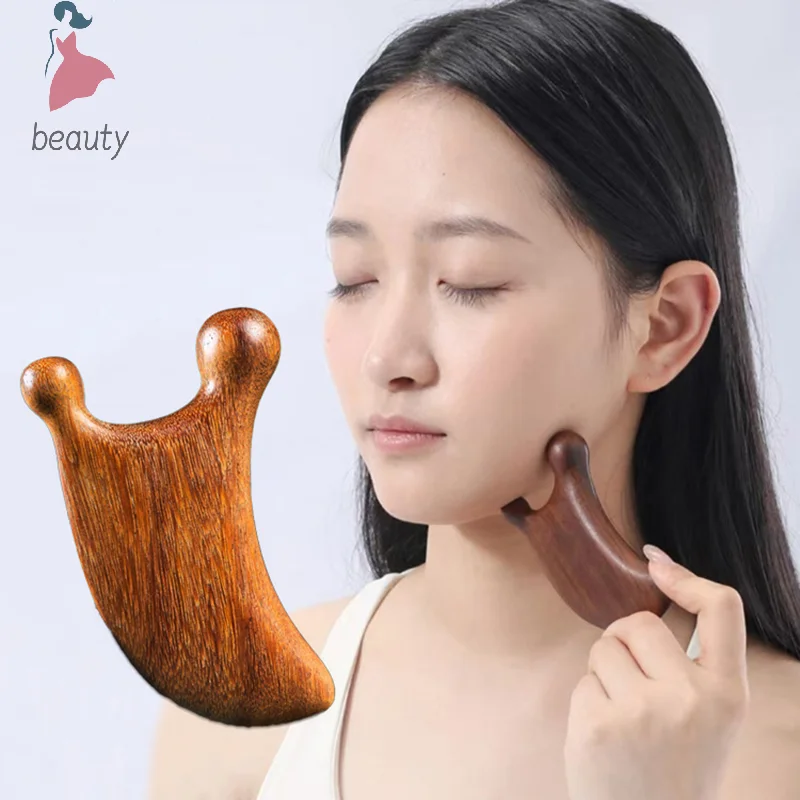 Gua Sha Wide Tooth Comb Acupuncture Eyes Facial Wood Massager Sandalwood Therapy Meridians Acupoint Massage Tool