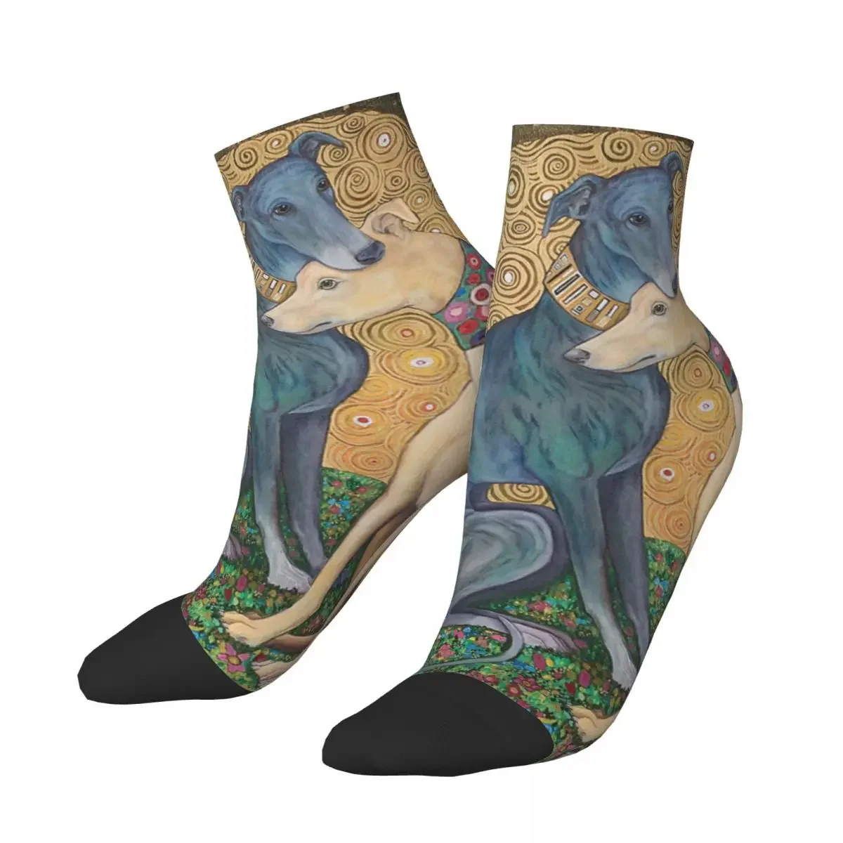 Gustav Klimt Greyhound Dog Art Dress Socks Mens Womens Warm Fashion Novelty Whippet Sihthound Dog Crew Socks