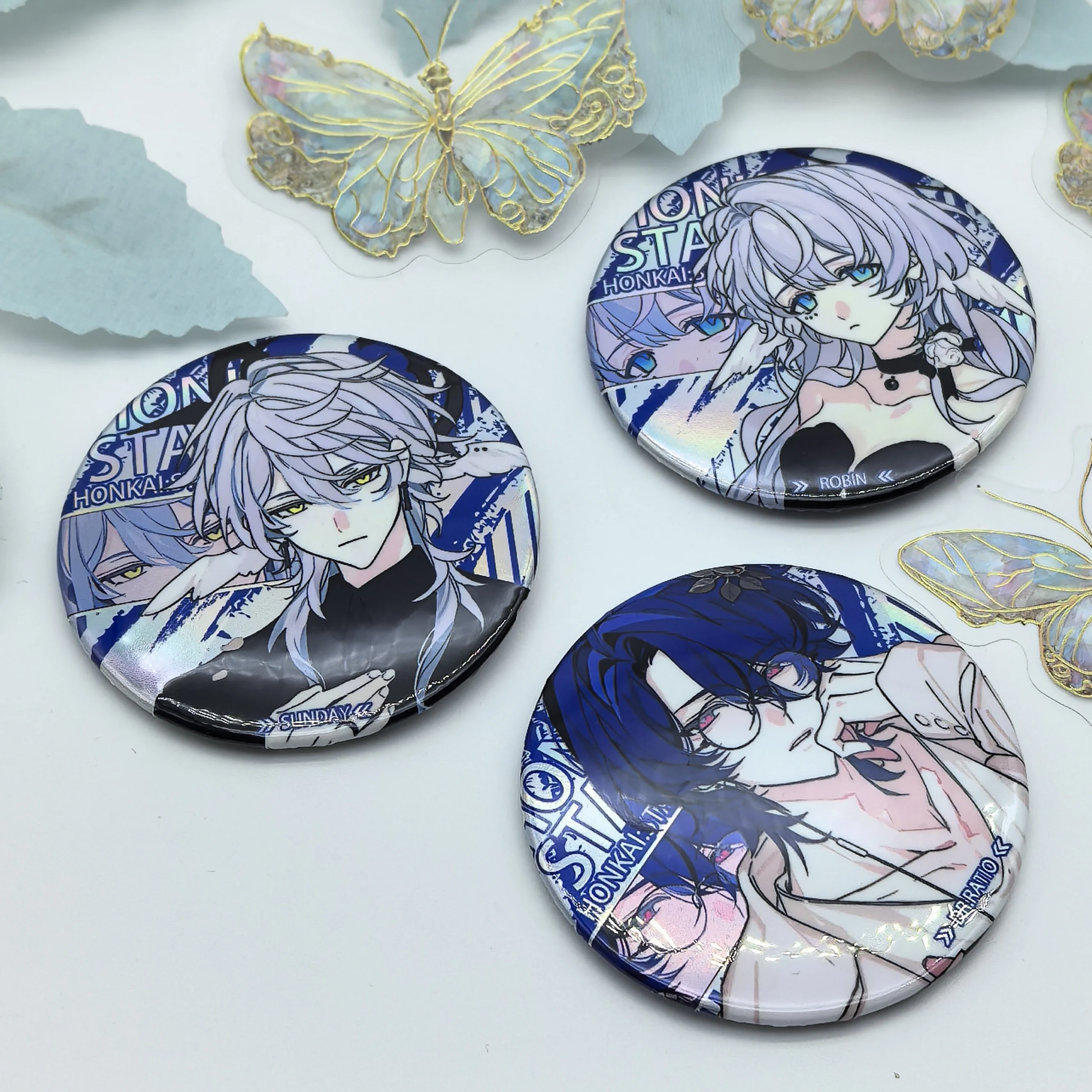 1PC Anime Games Honkai: Star Rail Robin Sunday Reflect Light Badges Clothes Jewelry Collar Brooches Accessories Gifts For Friend