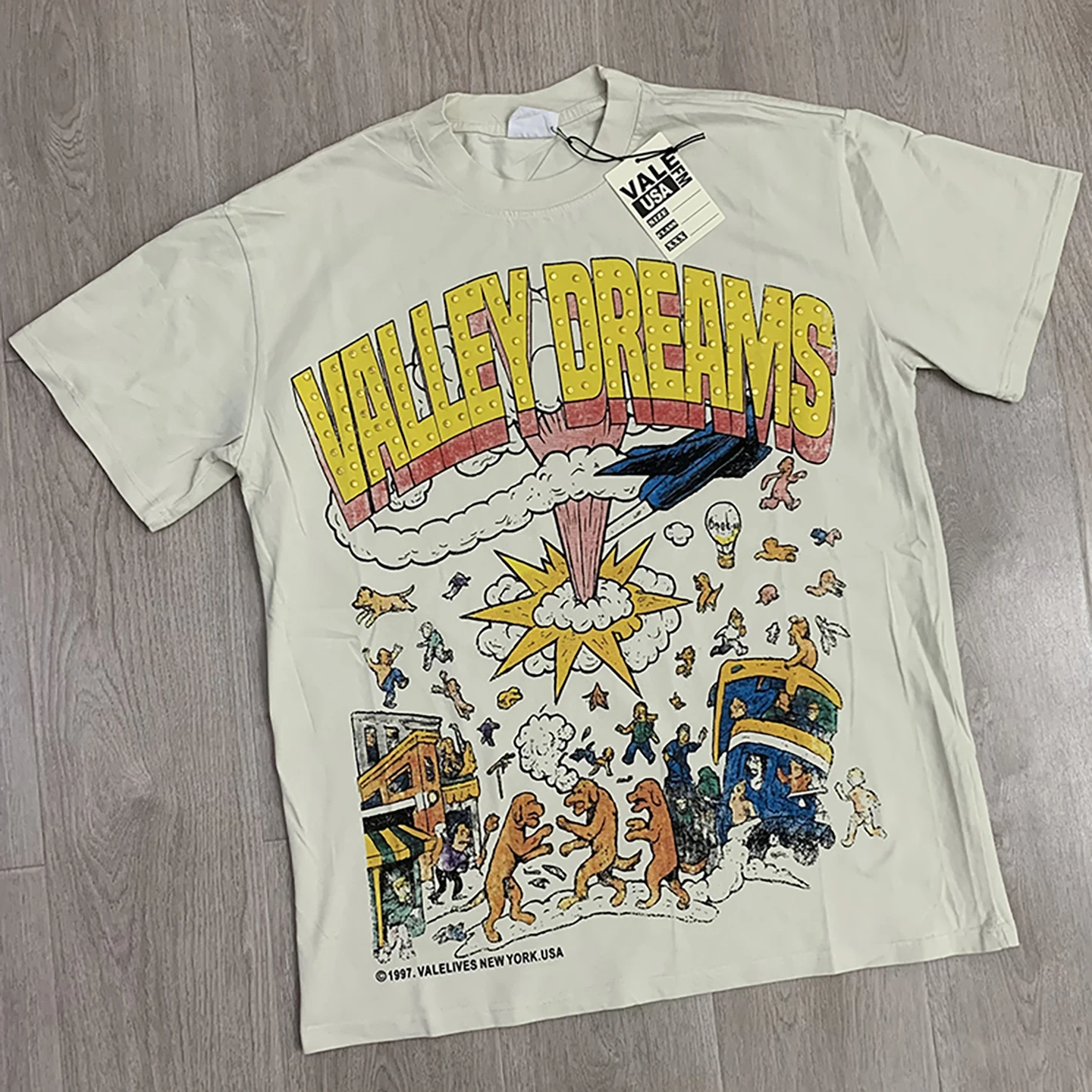 

Футболка с американским мультяшным принтом и стразами, свободного кроя, с круглым вырезом, коротким рукавом, в винтажном стиле, удобная посадка