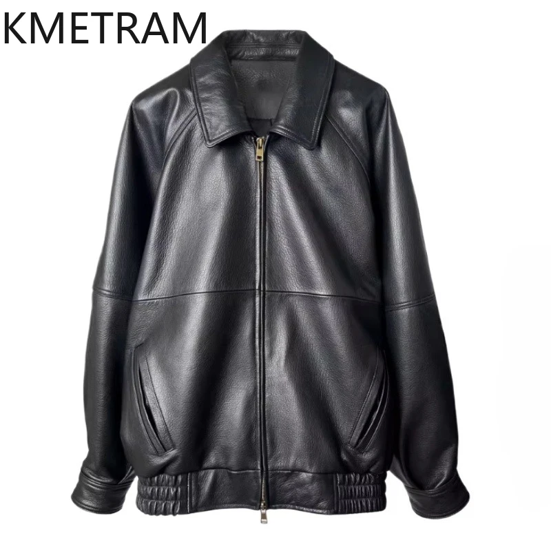 100% Top Layer Sheepskin Jacket Woman Black Loose Genuine Leather Jackets New in Outerwears Fall Clothes 2025 Women кожанка