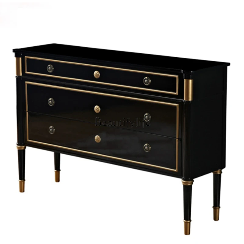 

American solid wood dining side cabinet light luxury decoration living room locker