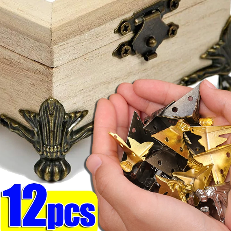 4/12PCS Antique Box Support Legs Zinc Alloy Wooden Jewelry Chest Storage Box Feet Corner Protector Rack Hardware Decor Supplies