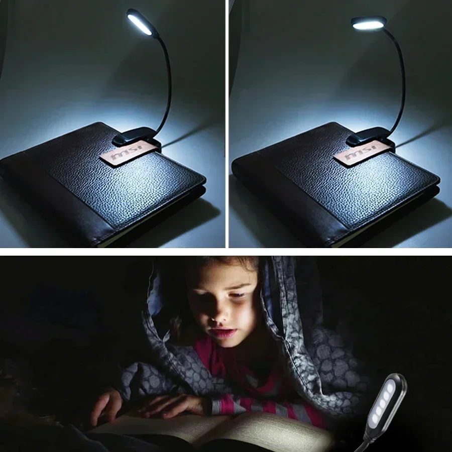 Mini Book Clip Light Battery Powered Book Light Eye Protection Reading Lamp Portable Small Desk Lamp for Bedroom Study Readers