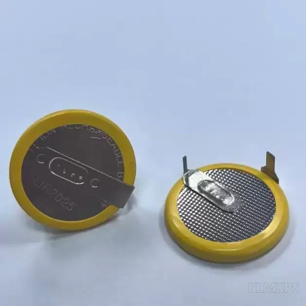Lithium Rechargeable Coin Cell LIR2025 Battery with 90-Degree Pins for Automobile Remote Control Key Replacement, 2-50pcs Pack