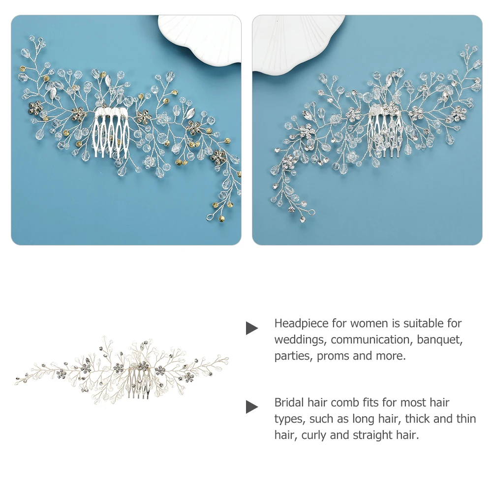 

Rhinestone Hair Comb Accessories Crystal Decorative Bride Haircombs for Wedding Party Hanfu Alloy Jewelry Women