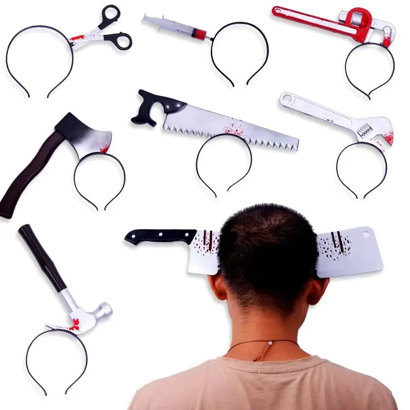 ที่คาดผมฮาโลวีน อุปกรณ์เสริมผม ของเล่นแกล้งคน ที่คาดผมรูปหัวขวานปลอม สำหรับงานปาร์ตี้แฟนซี อุปกรณ์เสริมผมรูปหัวขวานคม 3 มิติ สำหรับงานปาร์ตี้