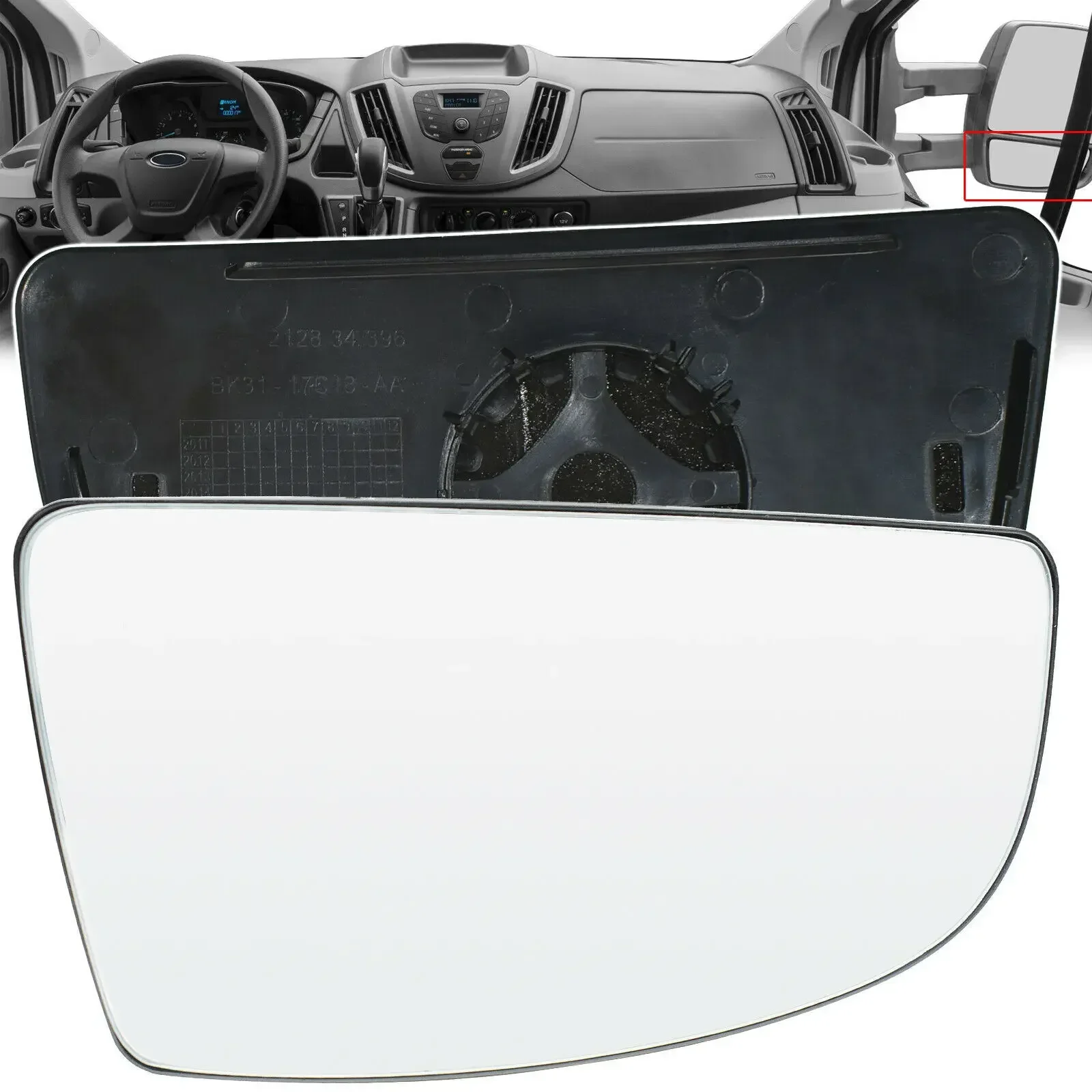 1Pc For Ford Transit MK8 Lower Mirror Door Wing Glass Driver Right Side MK8 2014 Auto Reversing Mirror Exterior Parts