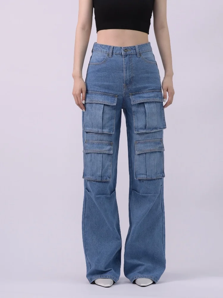 

Spring Summer 2025 New Collection European American Style Bold Streetwear Look Fashionably Versatile Wide leg Straight Pants