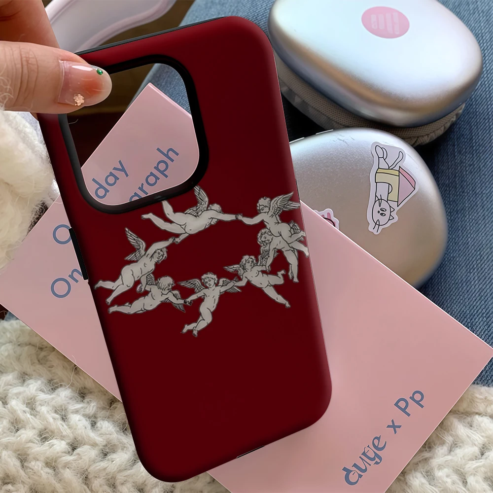 حافظة لهاتف آيفون 17 باللون الأحمر من الكروب يجب اقتناؤها لهاتف آيفون 17 16 15 14 13 12 11 Pro Max Plus غطاء خلفي مزدوج الطبقة