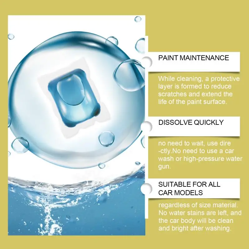 160g Concentrated Car Wash Pods - Quick Dissolving Formula Helps Clean & Protect Paint, Rich Foam for Cars/SUVs/Trucks