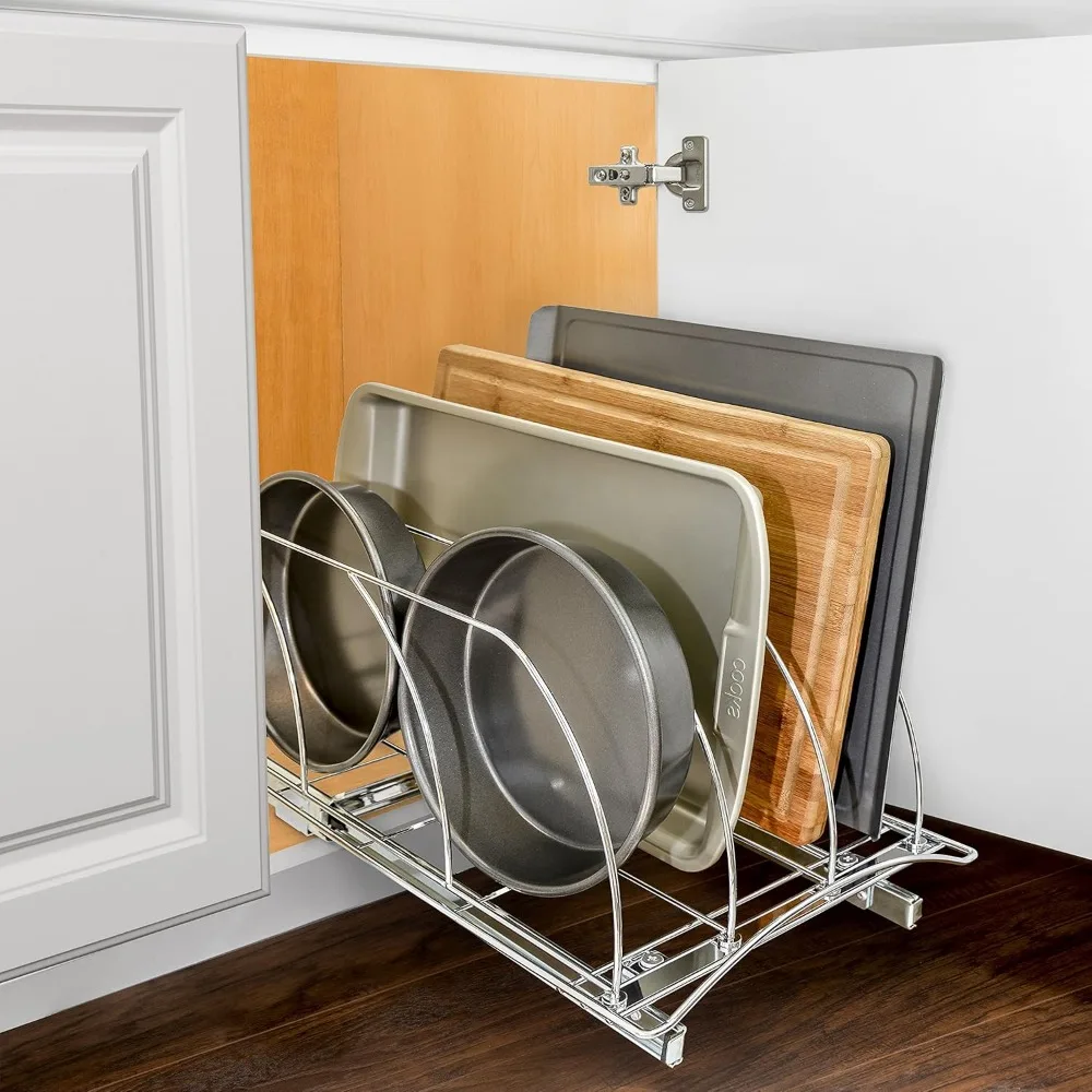 슬라이드 아웃 주방 수납 솔루션, 평판형 도마 정리대, 쿠키 시트 및 베이킹 팬 랙, 평생 보증 포함