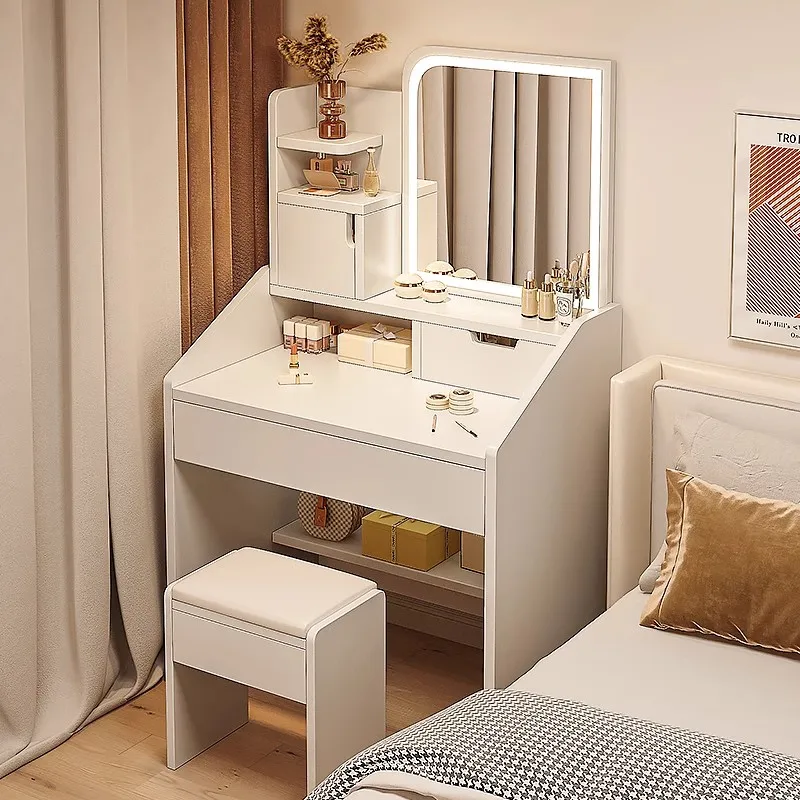 

Modern Minimalist Multi - functional Storage Dressing Table with Mirror for Small - sized Bedroompromote sales