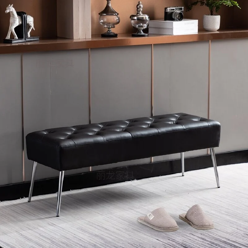 

Indoor furniture Light luxury bedside bench leave-in leather sofa shoe change stool living room cloakroom