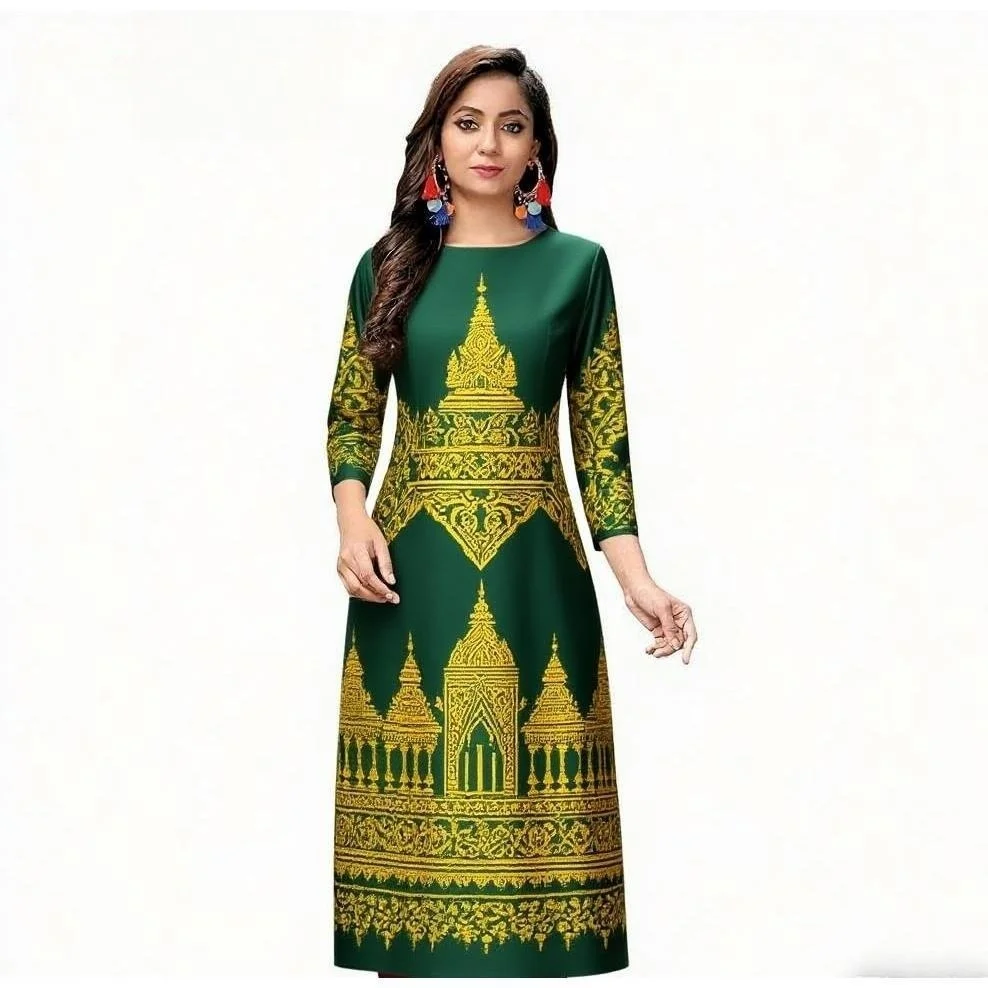 المرأة المسلمة كورتا فستان كاجوال الشرق الأوسط مستقيم عادية العرقية شق تنحنح اليوسفي النمط الوطني قفطان ماروكين فام #1