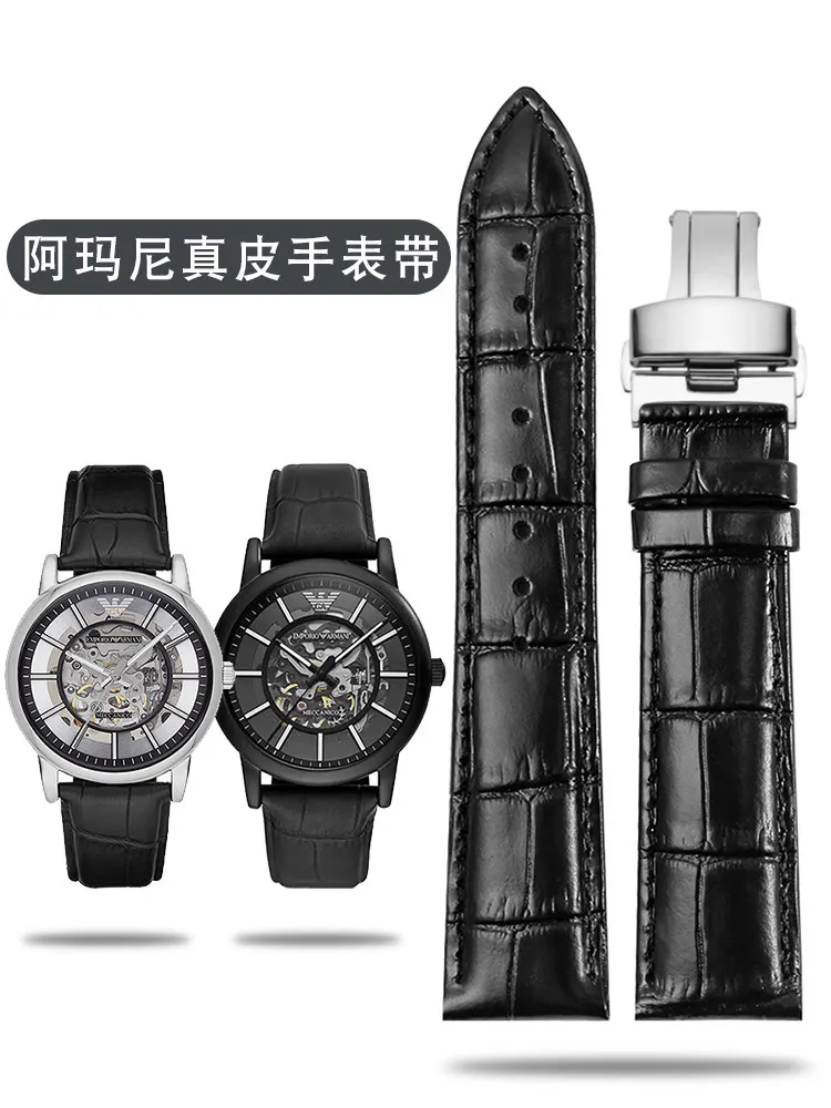 For Armani Darth Vader AR1981 60008 6007 1918 AX7105 Men's Leather Watch Strap