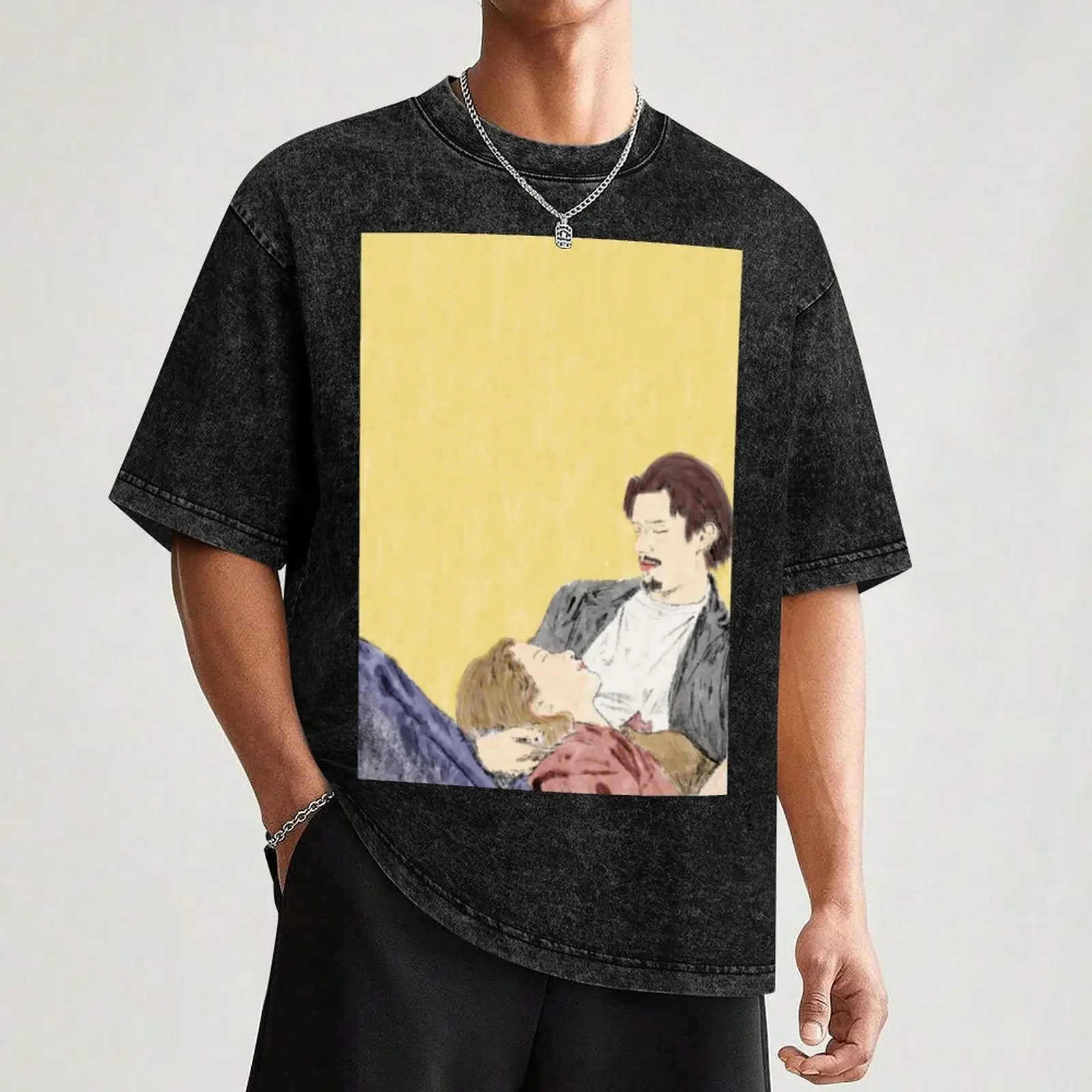 قبل شروق الشمس — تي شيرت بألوان مائية تي شيرت رجالي عادي برسومات تي شيرت للرجال #3