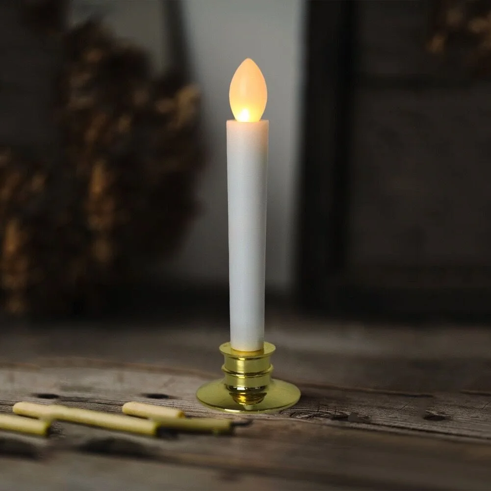 24pcs/lot Flameless Battery Operated Wax LED Taper Candles light stick candle wedding/party/home/Church/Xmas Decor 17.5CM-Amber