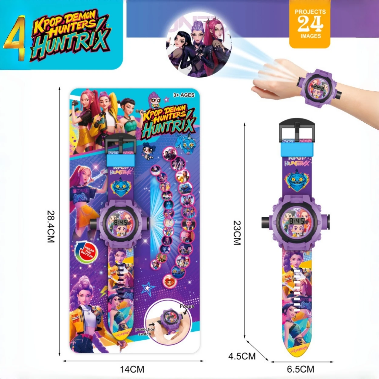 Divertente orologio da proiezione di gruppo colorato e carino per ragazze 24 immagini chiare Giocattolo elettronico illuminato per bambini Regalo di compleanno perfetto per i bambini