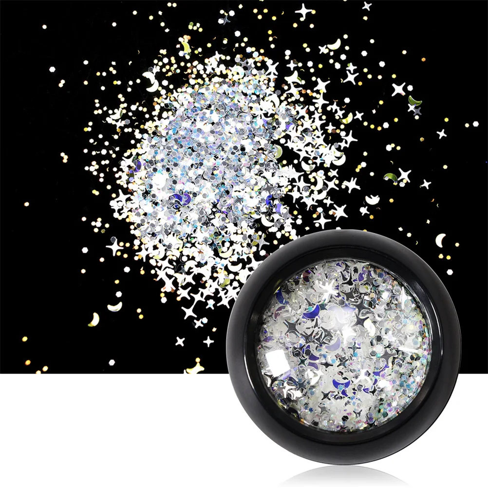 

2 Boxes Star Nail Sticker Glitter Art Sequins Manicure Shining Pieces Moon Manicure Shining Pieces DIY Hair Gel Water Removal