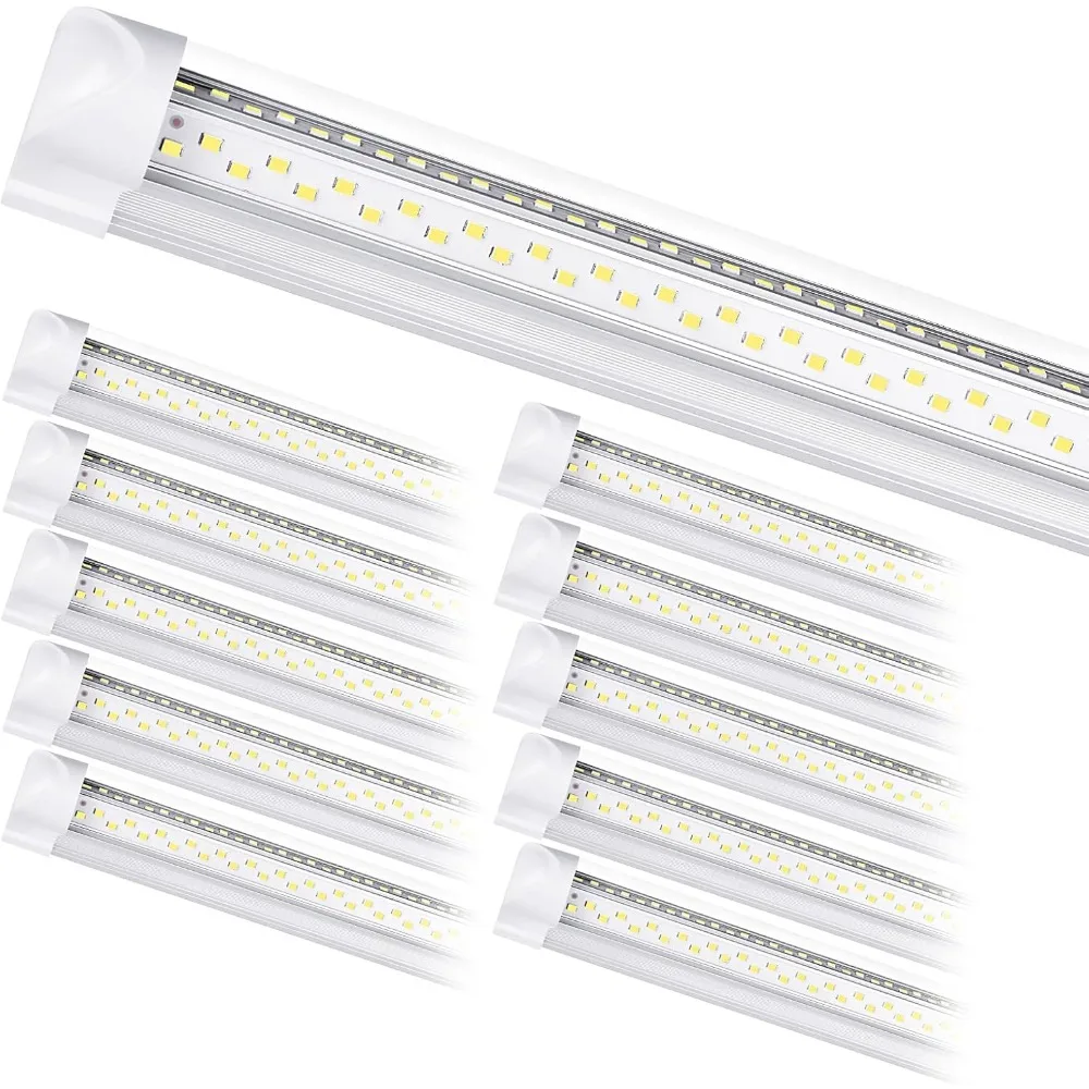 مصباح متجر LED 8 أقدام 100 وات، 15000 لومن، ضوء نهاري 6500 كلفن، قابل للربط، مكون إضافي، على شكل حرف V، أنبوب 96 T8 LED، مناسب للكراجات