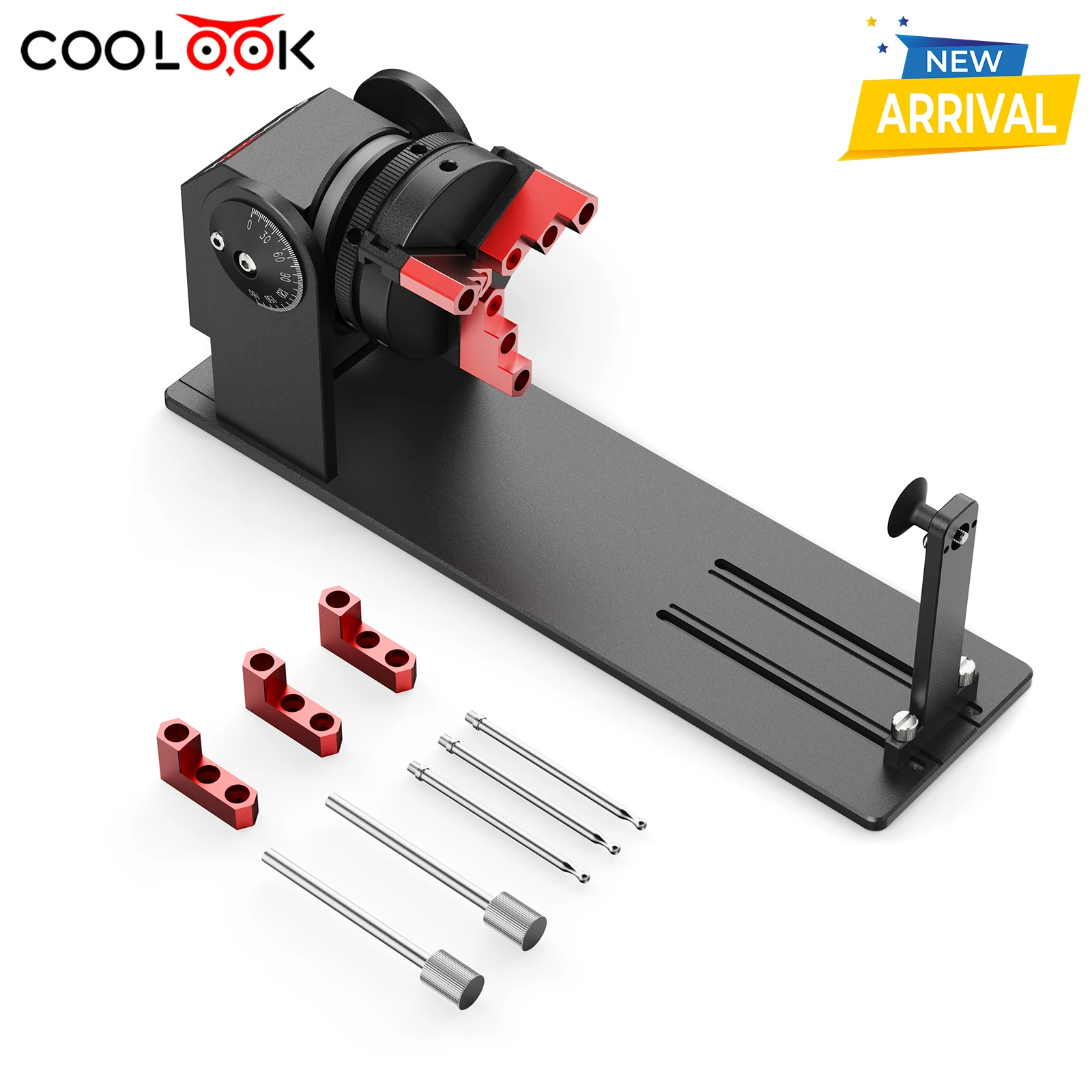 

COOLOOK Laser Engraving Module CR1 Y-axis Rotary Roller Engraving Module For Laser Engraver Cylindrical Objects Rings Cups Tool