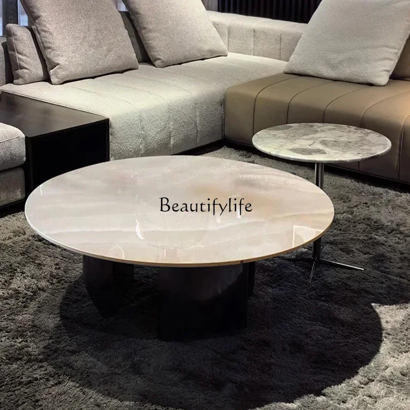 

Natural modern simple living room ice flower marble coffee table size combination