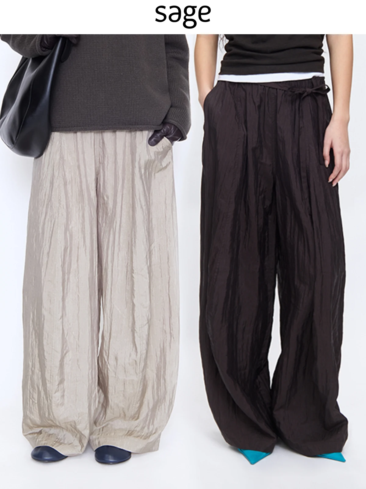 

Брюки женские Sagestudio из шелка и нейлона с эластичным поясом, удобные, с текстурой, прямого кроя, повседневные, для офиса и на каждый день