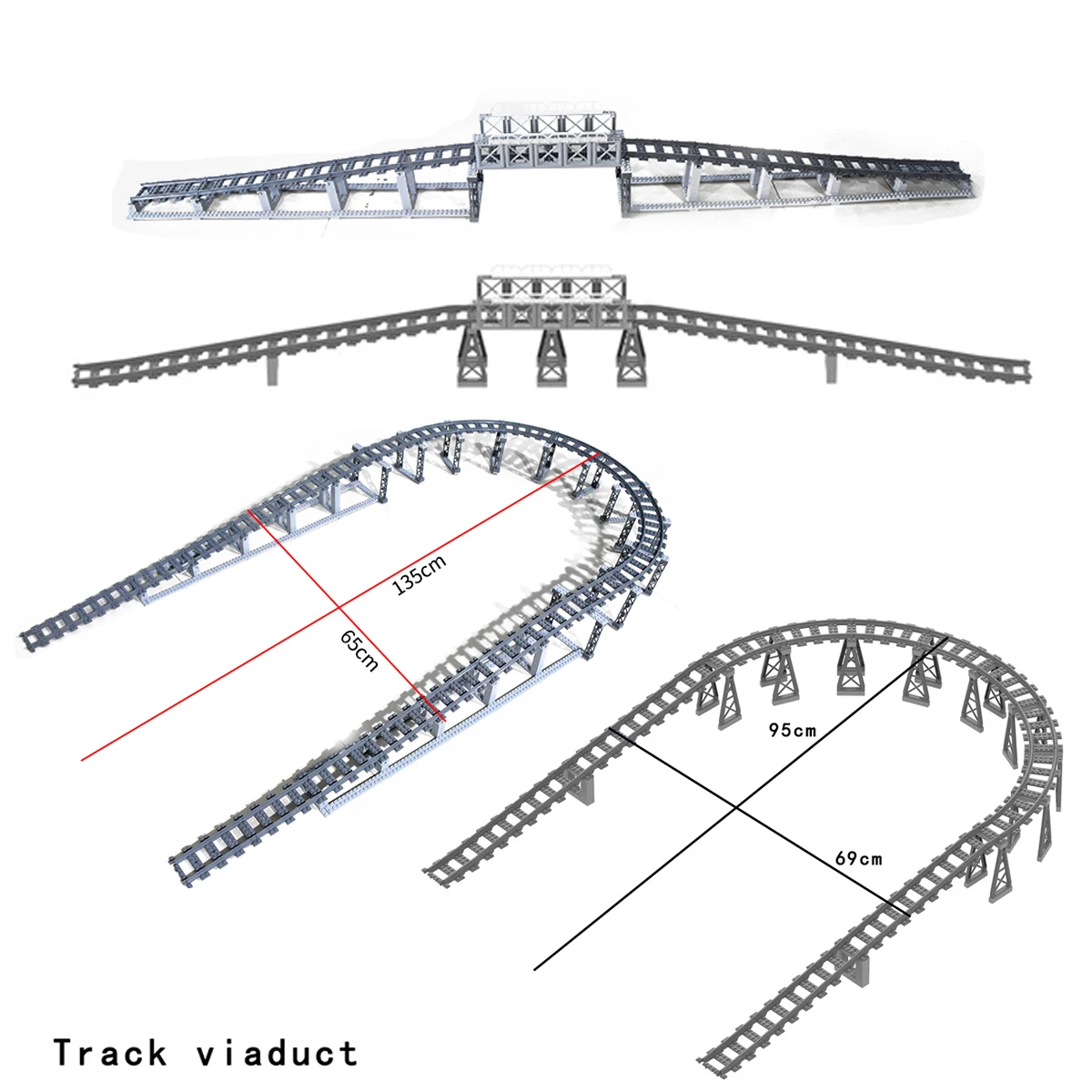 Image of MOC City Train Rail Crossing Tracks Viaduct Set Elevated Track Curve Bricks Building Blocks Technical Enlighten Toys für Kinder