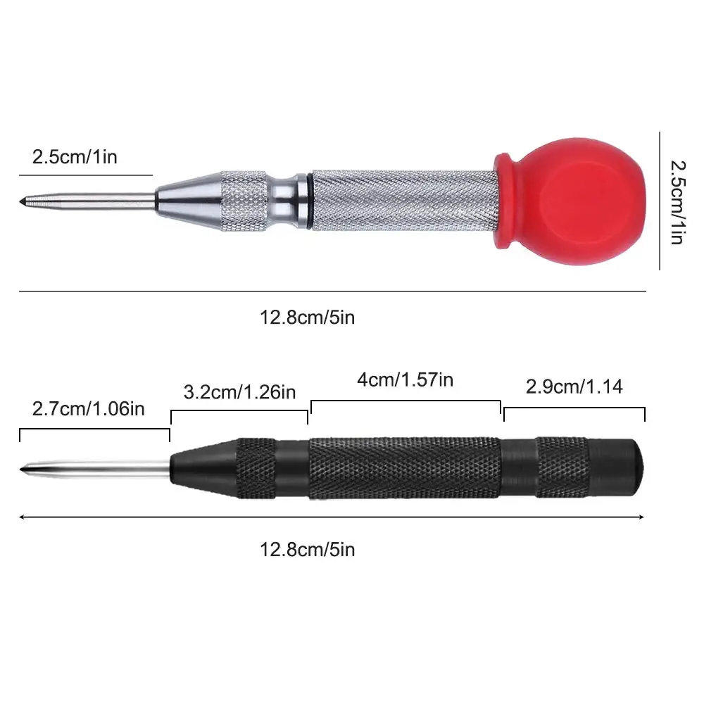 130MM Automotive Restoration Automatic Center Punch Spring Loaded Hand Tool for Wood Metal Awl Puncher with Cushion Cap