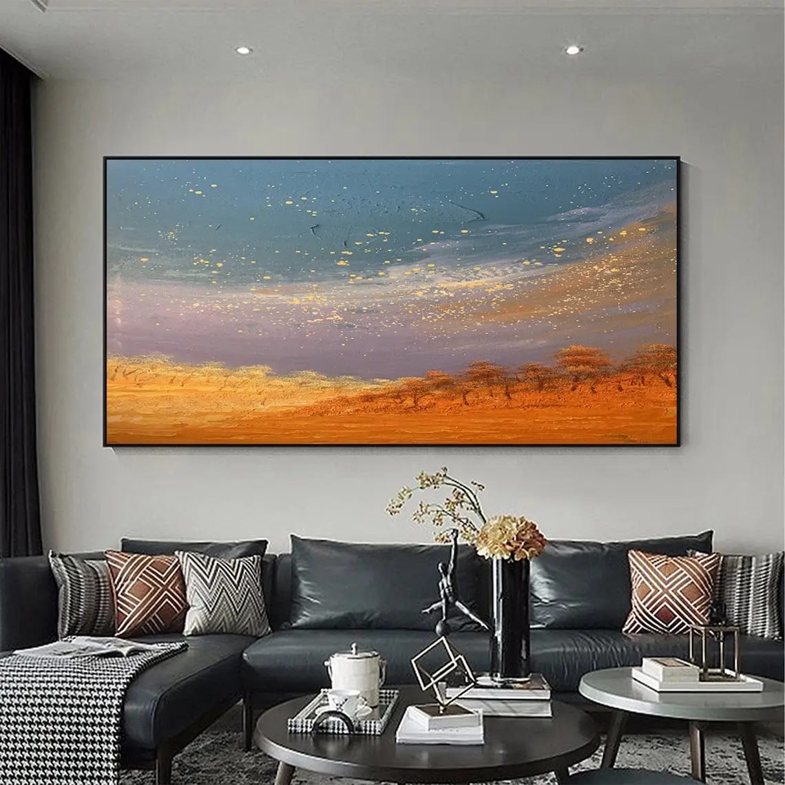 Landscape Oil Painting On Canvas Modern Starry Sky Painting Abstract Fantasy Art Living Room Home Decor Large Textured Wall Art view 2