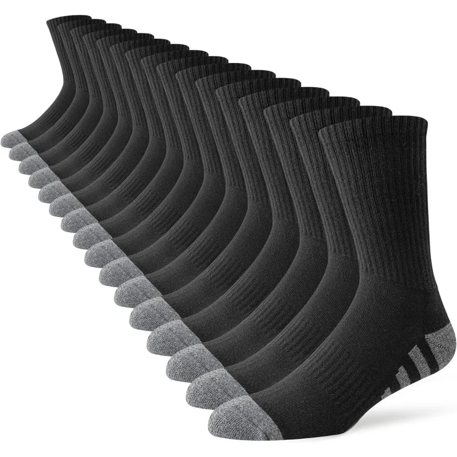 

8 Pairs Men's Crew Work Cushion Socks for Long Athletic Running and Workout Breathable MoistureWicking Comfortable Fit for AllD