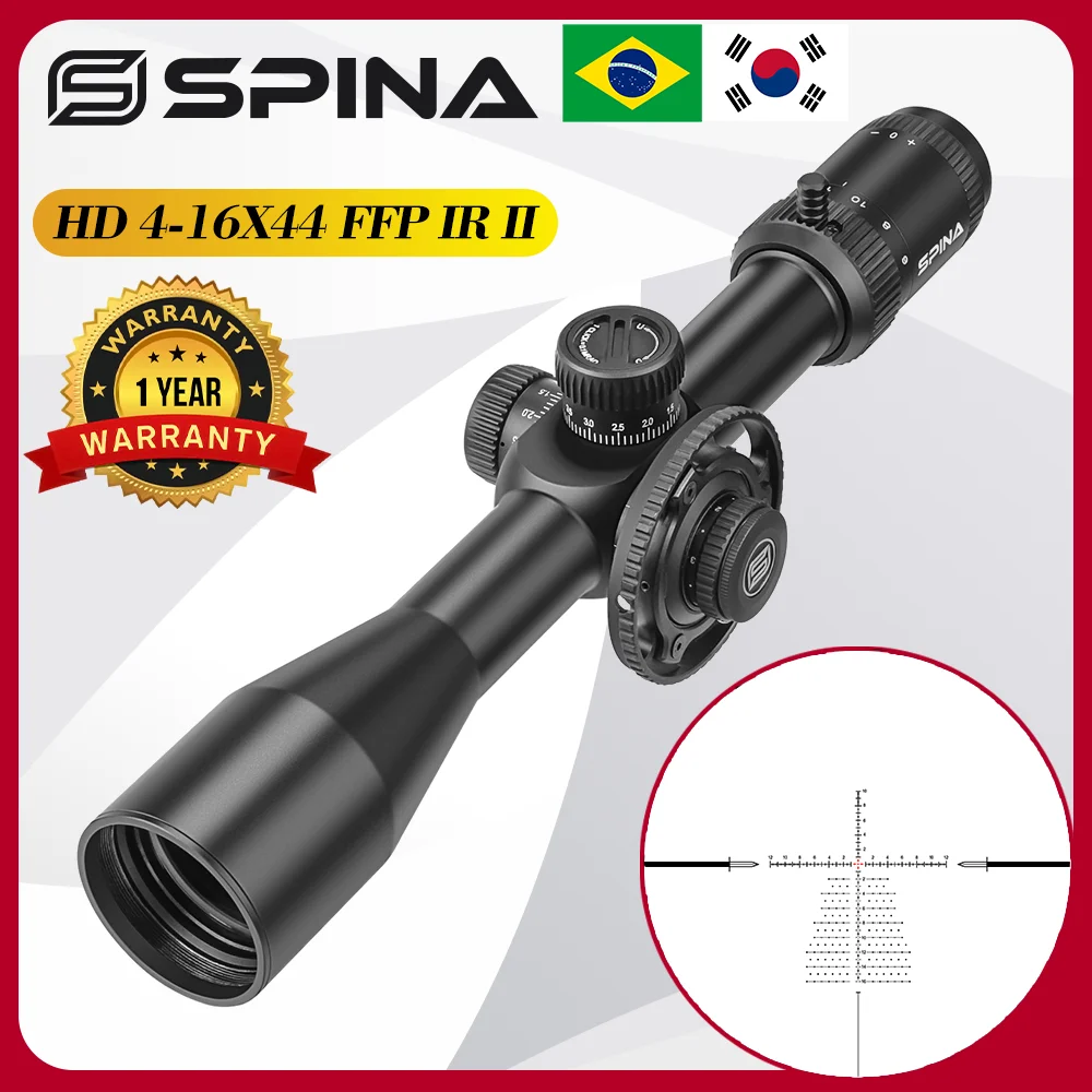 

SPINA OPTICS HD 4-16x44 FFP Rifle Scope Red Illuminated Tactical Hunting Riflescope Long Range 30mm Optical Sight For.308.556