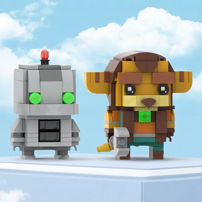 

MOC популярная игра для двух игроков, экшн-фигурка Brickheadz с храповым механизмом и клапаном, мультяшная кукла, строительный блок, модель, детские игрушки, подарок на день рождения