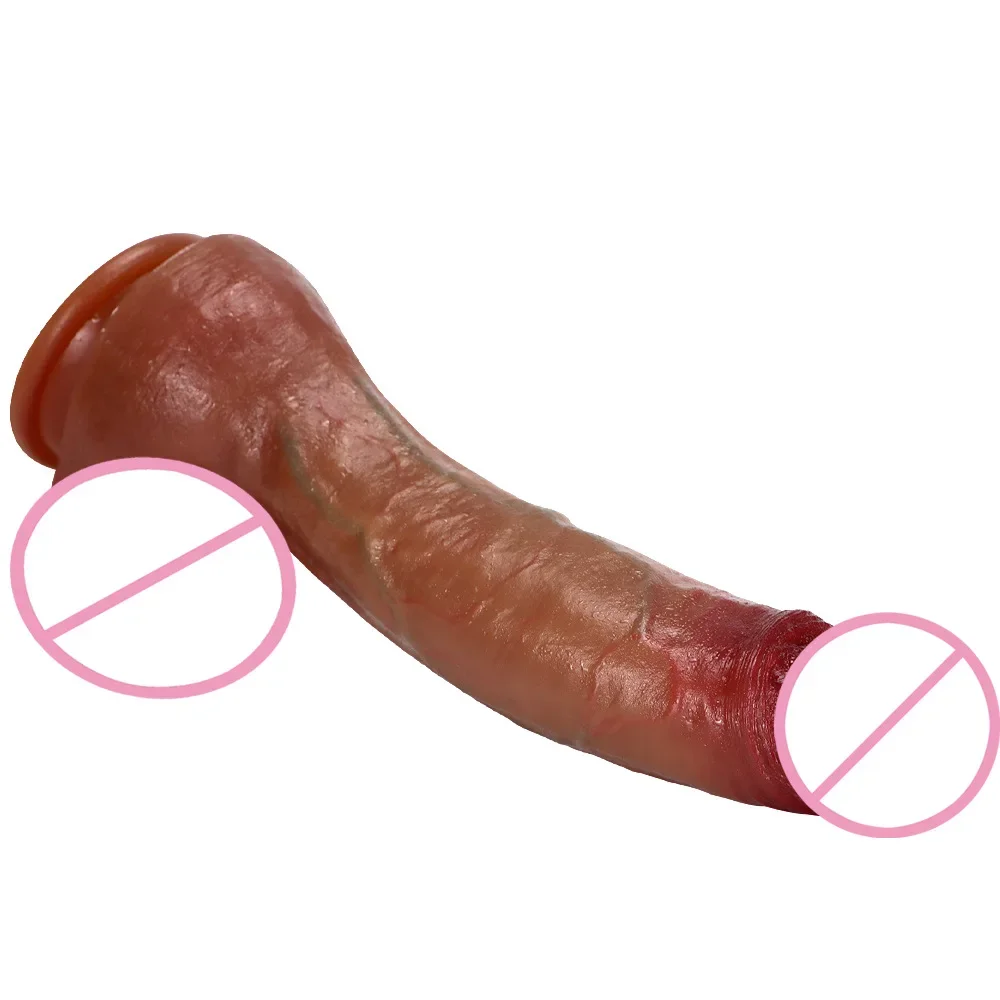 26*5cm Soft Liquid Silicone Simulation Penis Real Vein Realistic Dildo with Strong Suction Cup Female Masturbator Adult Sex Toy