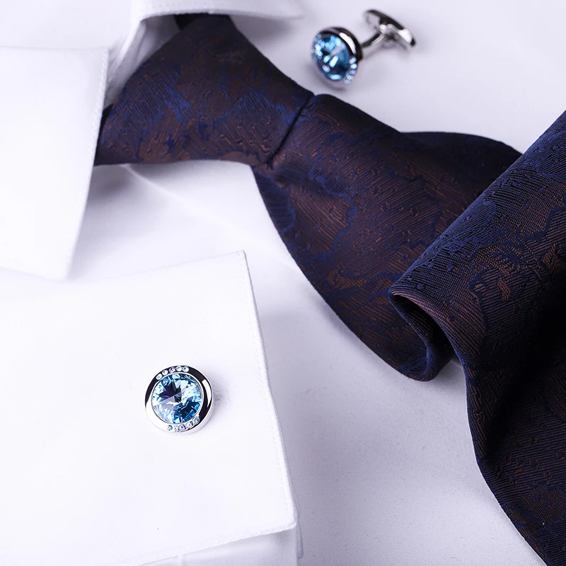 KFLK Shirt Small Cufflink for Unisex Brand Blue Crystal Cuff link Button High Quality Luxury Wedding Groom Guests
