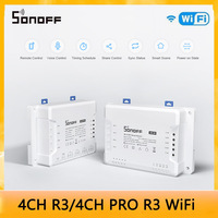 1-5 Pcs SONOFF 4CH R3/4CH PRO R3 WiFi 4 Channel Smart Switch 433 MHZ RF Remote Lights Switch Supports 4 Devices Works with Alexa