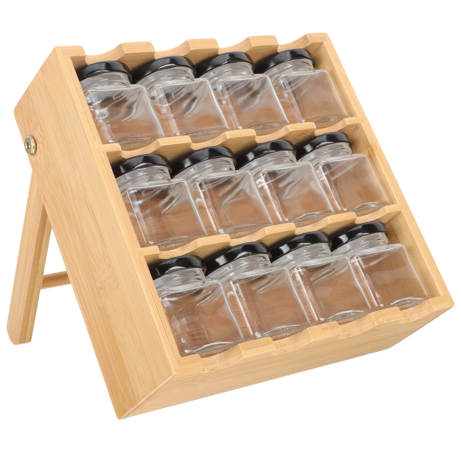

12 Tier Spice Mount Kitchen ganizer Bottle Holder Seasoning Storage St Wooden Craftsmanship Practical Compact