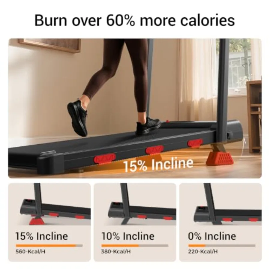 15% Incline Walking Pad Treadmill with Handles, Treadmills for Home