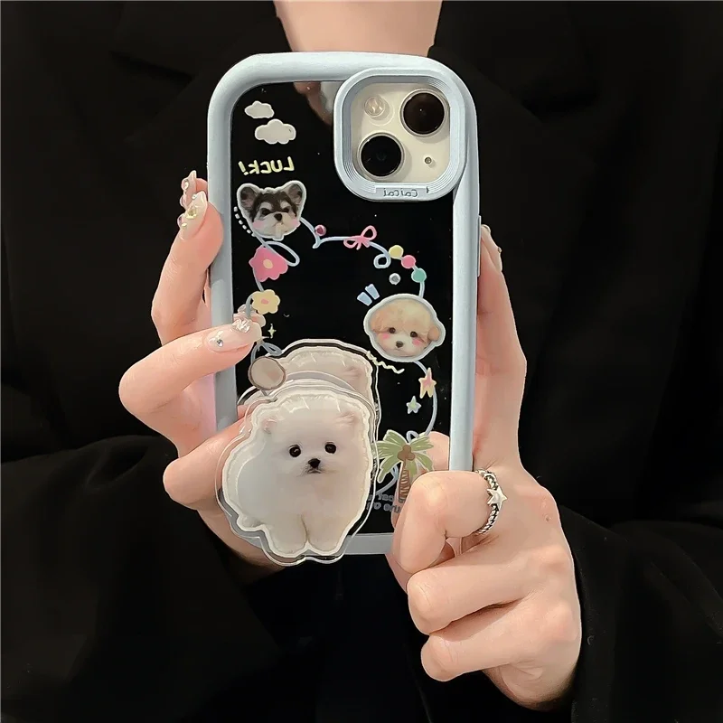 Ins Korea Cute 3D Cat Phone Grip Tok Puppy Griptok Lovely Holder Ring for IPhone 14 Accessories Funny Animal Phone Stand Holder