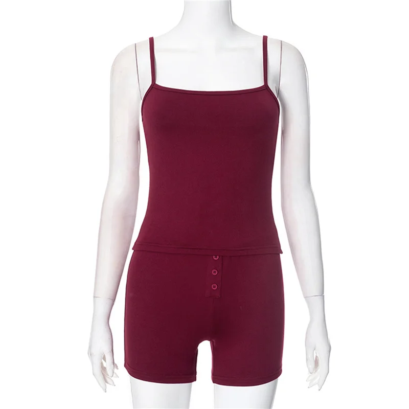 A83F-Conjunto de salón de 2 piezas para mujer, conjunto de pantalones cortos, camiseta sin mangas