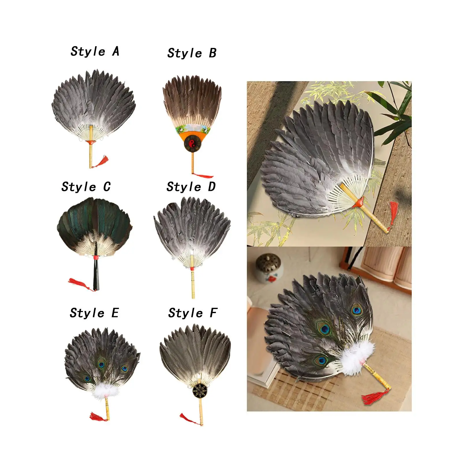 

Ancient Chinese Zhuge Liang Feather Fan Chinese Summer Fan for Performances