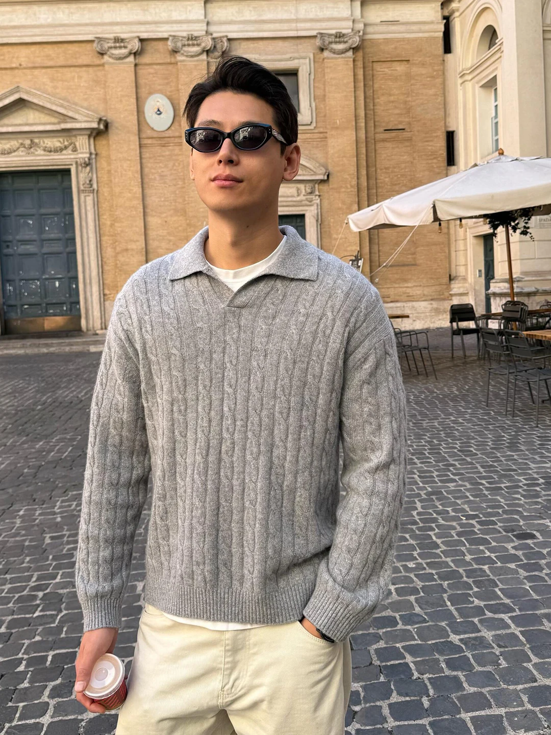 

ay Knitted Sweater with Turtlene Twist Design for Men V-Ne Coat Lazy Sle Retro Wealthy Autumn Faion Men's Wear