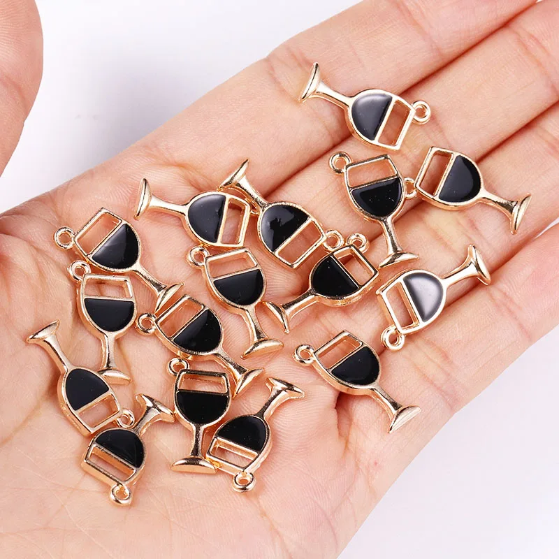 20 Stuks 10*19mm Legering Emaille Druipende Rode Wijnglas Hanger Party Fashion Charms voor Sieraden Maken DIY ketting Oorbellen Geschenken
